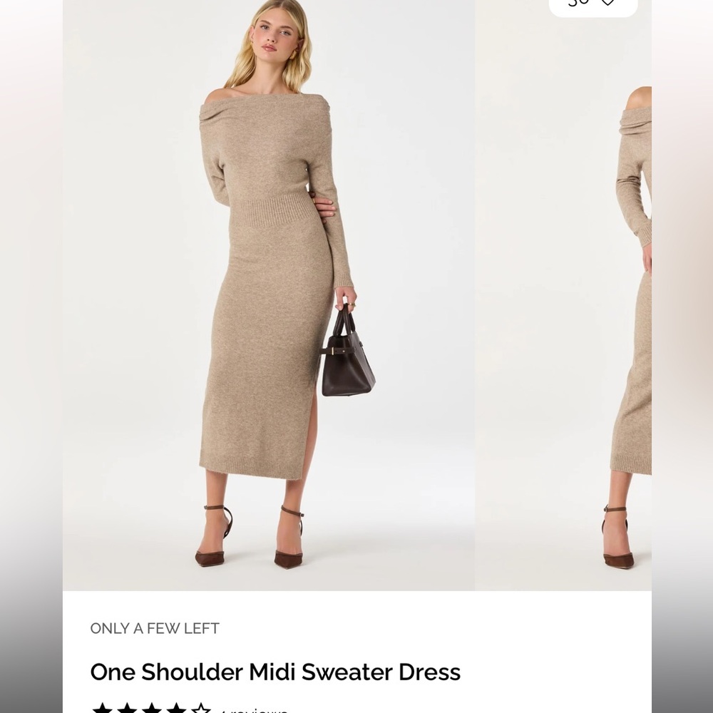 Astr the label - One Shoulder Midi Sweater Dress - Natural / M